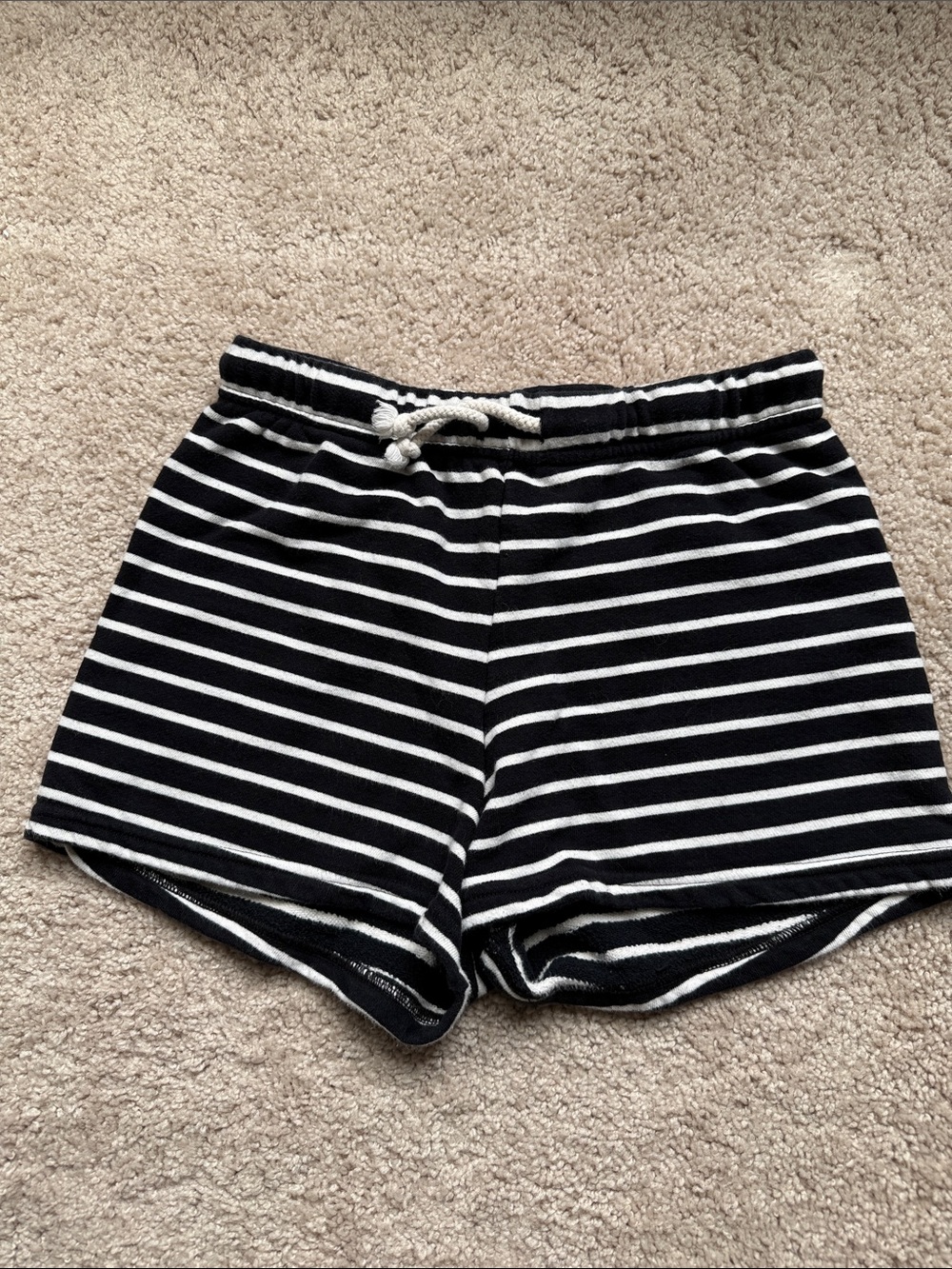 perfectwhitetee Black & White Striped Drawstring shorts